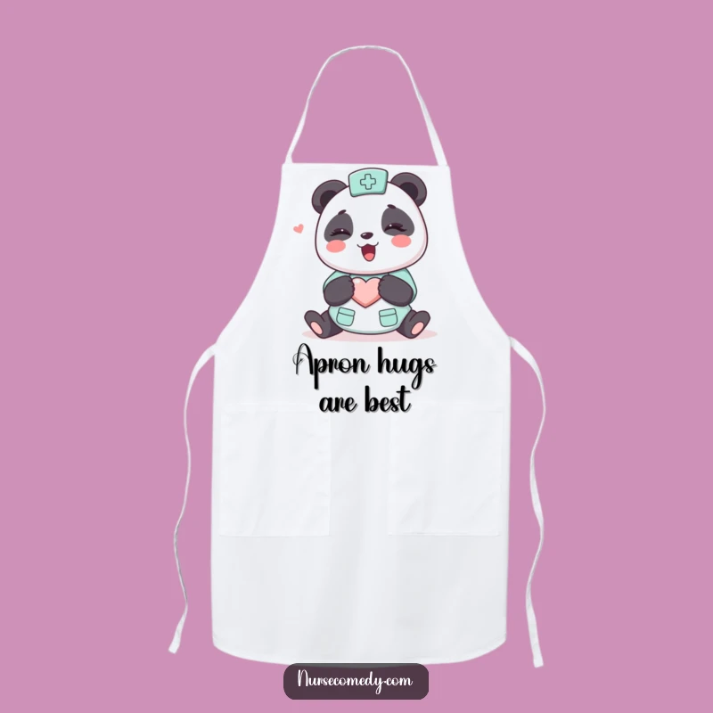 Funny Kawaii Panda Nurse Apron - Cute Cartoon Hugging Character Kitchen Gift