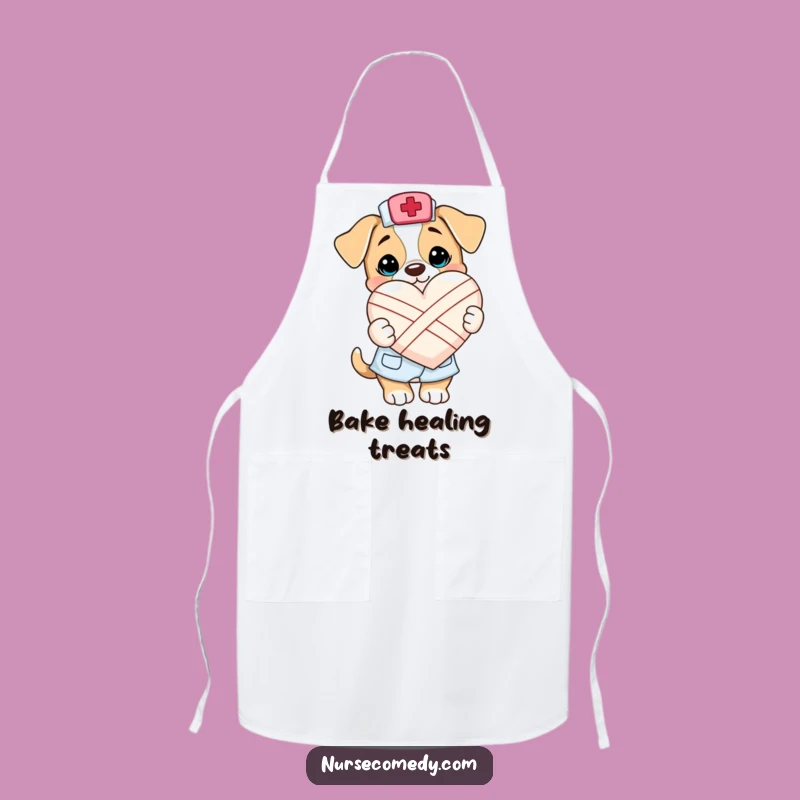 Funny Kawaii Puppy Nurse Apron: Cook and Care with This Adorable Heart-Shaped Sweetheart Design