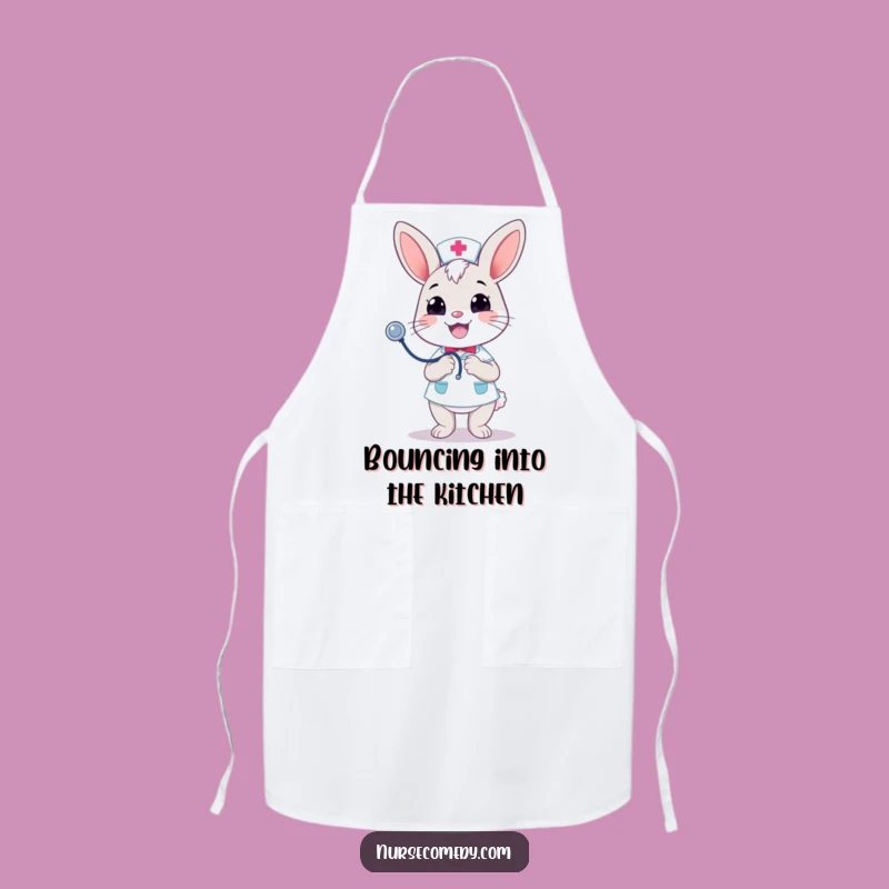 Funny Kawaii Bunny Nurse Apron: Merry Stethoscope Bounce - Cook with Cheer!