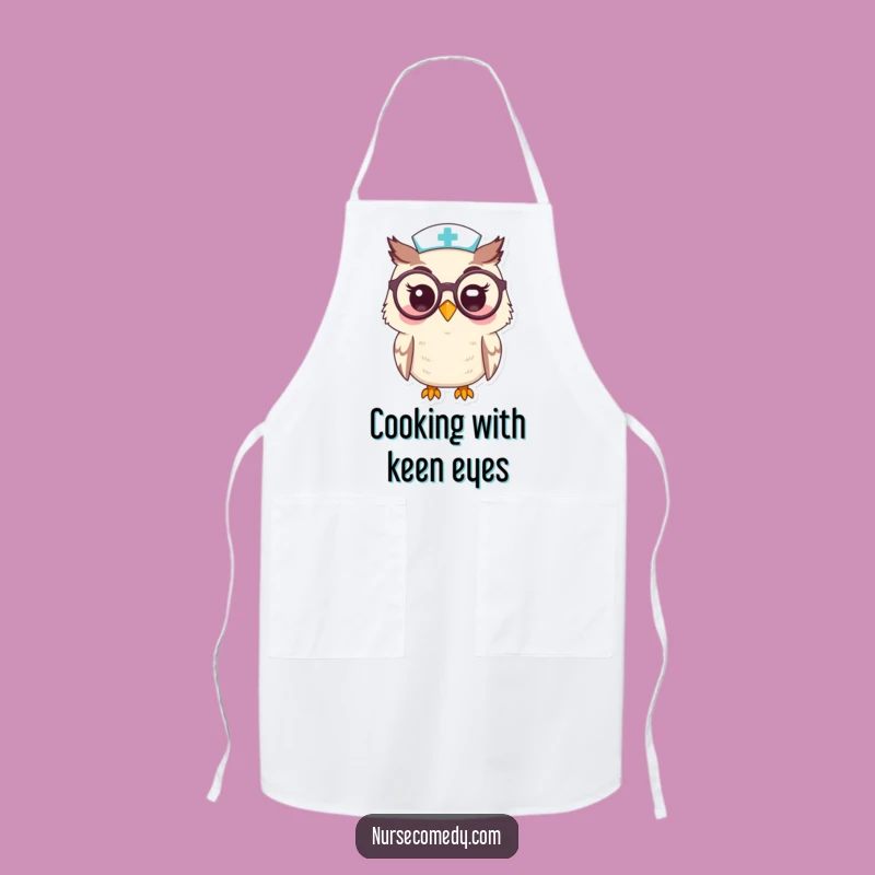 Funny Kawaii Owl Nurse Specs Apron: Cook with Smart Style and Humor
