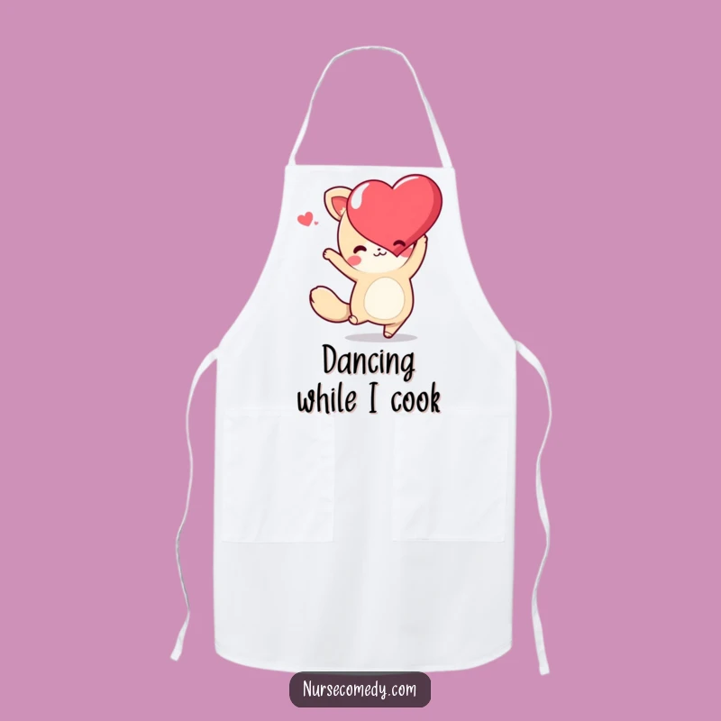 Festive Funny Kawaii Animal Apron: Dance Heart Kitchen Fun, Unique Funny Gift