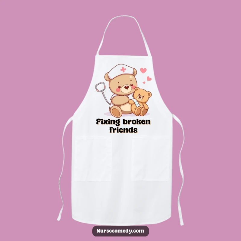 Funny Bear Nurse Apron: Teddy Bear Care Kitchen Gift