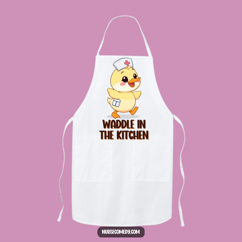 Funny Kawaii Duck Nurse Apron - Cute Cartoon Waddling Character Kitchen Gift