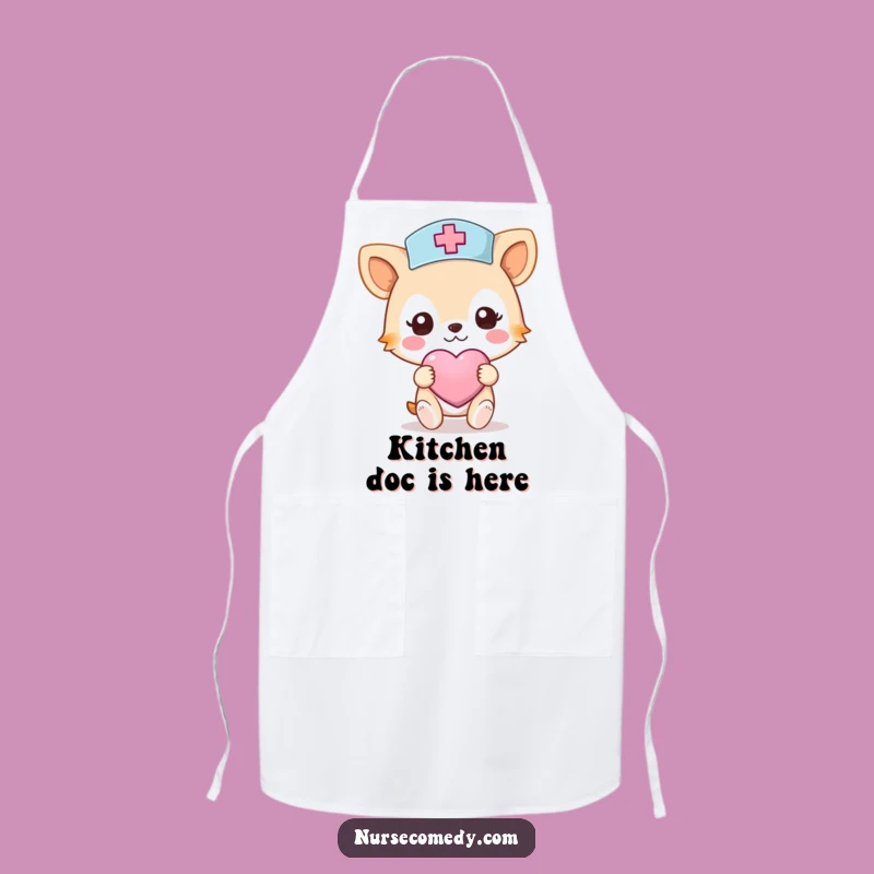 Funny Nurse Animal Apron: Caring Character, Heart Bandage, Kitchen Gift!