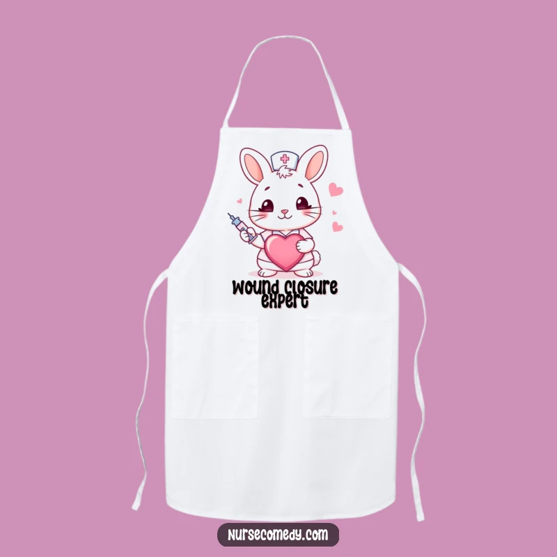 Funny Rabbit Nurse Apron: Winking Healer's Kitchen Gift