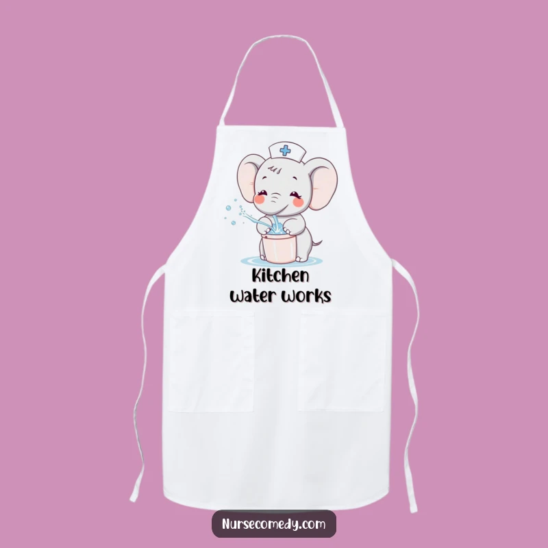 Funny Kawaii Elephant Nurse Apron - Cute Cartoon Splashing Character Kitchen Gift