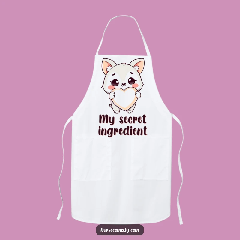 Funny Health Animal Apron: Winking Character, Heart Pill Fun, Kitchen Gift!