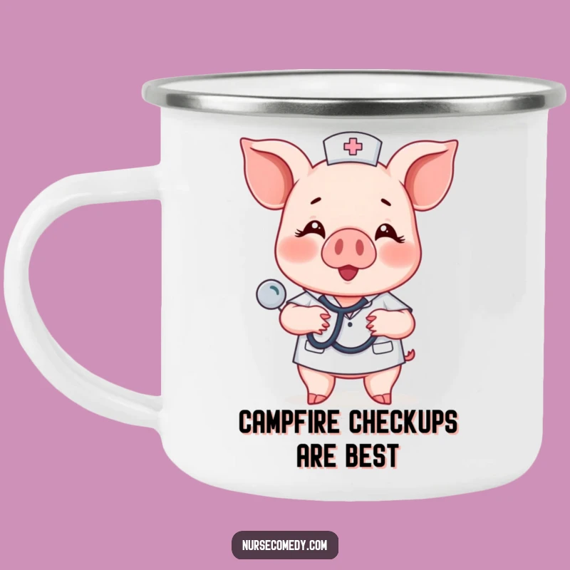 Funny Piglet Nurse Camping Mug - Outdoor Heartbeat Check