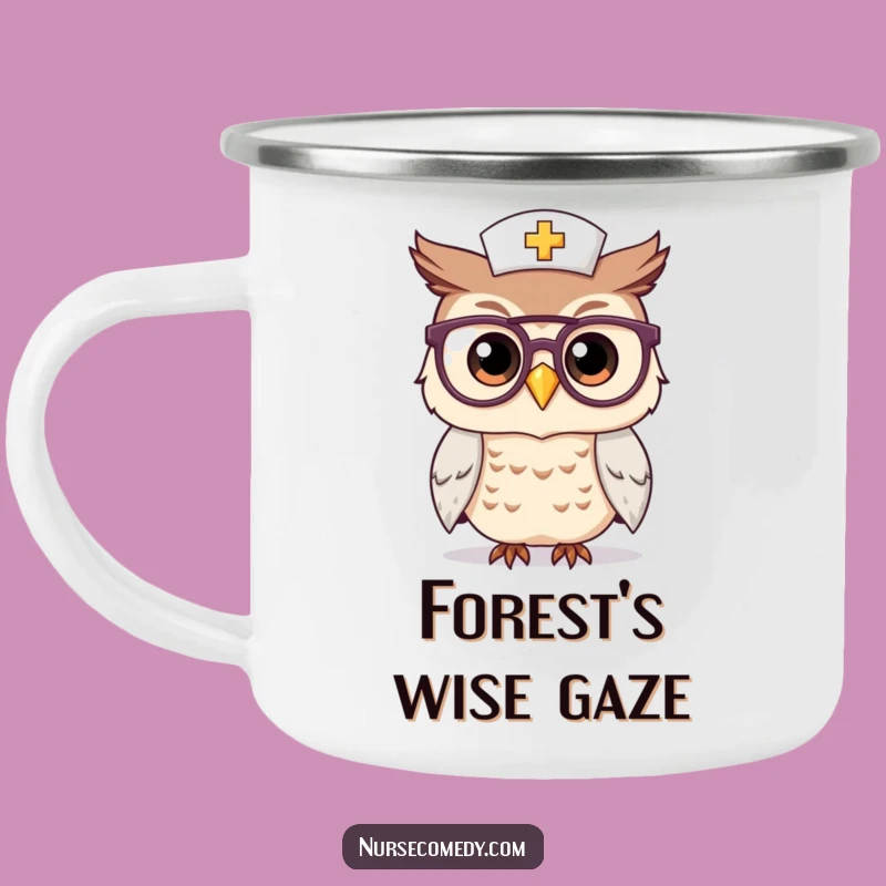 Durable Funny Kawaii Owl Nurse Camping Mug: Sip Your Brew with Wise Outdoor Charm