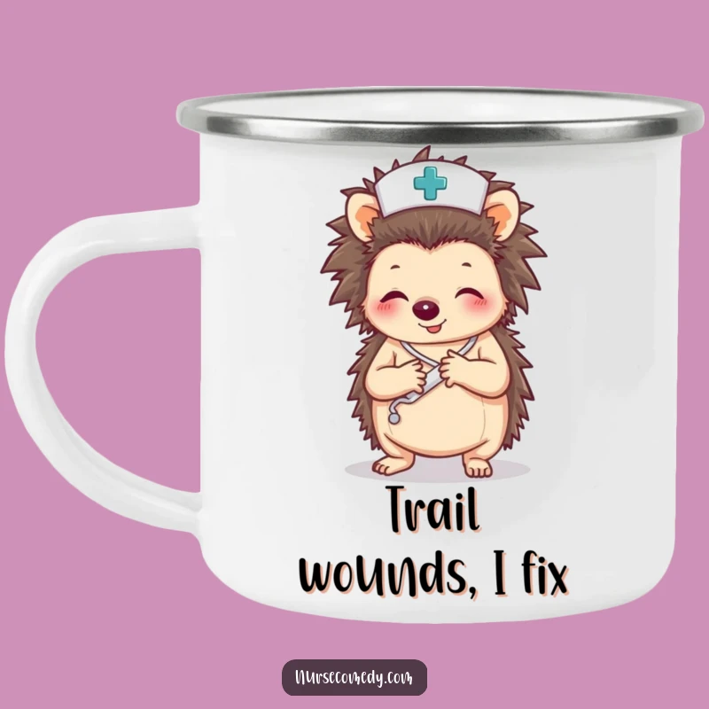 Funny Hedgehog Nurse Camping Mug: Durable Drinkware for Outdoor First Aid