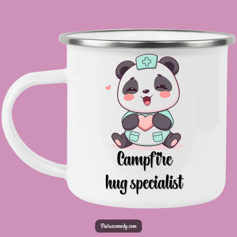 Funny Kawaii Panda Nurse Camping Mug - Cute Cartoon Hugging Character Outdoor Gift