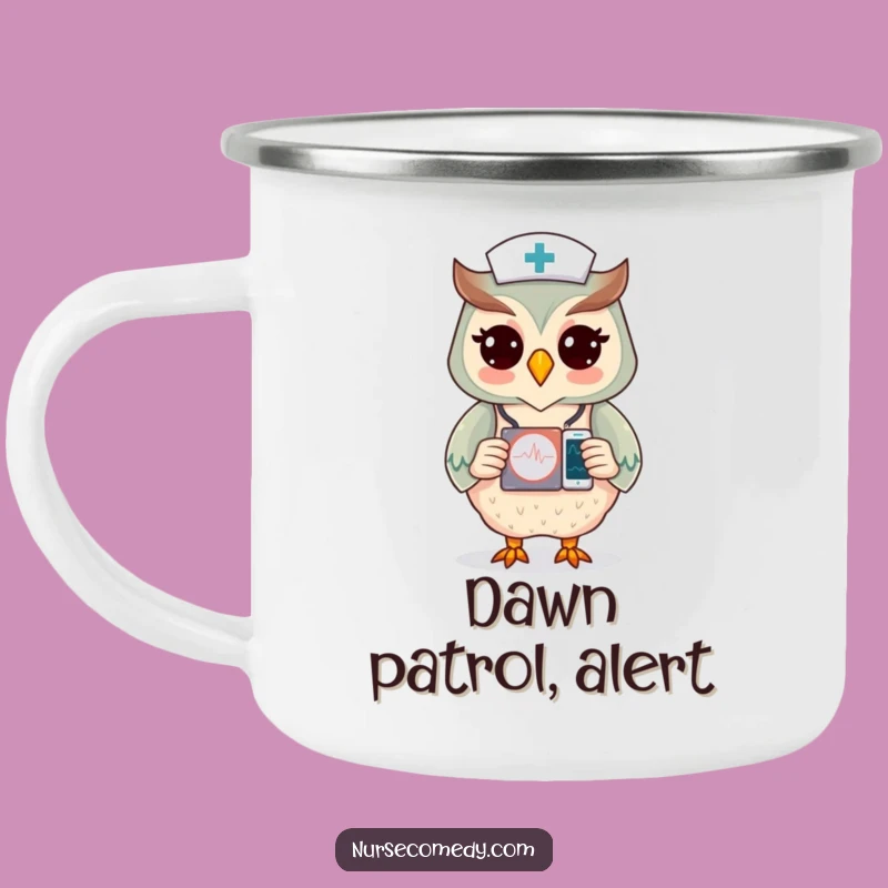 Funny Owl Nurse Camping Mug: Durable Drinkware for Night Shift Monitoring