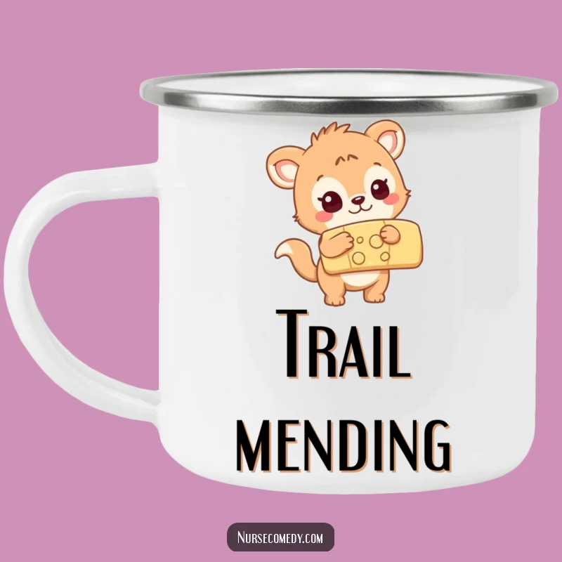 Funny Animal Bandage Camping Mug: Trail Curiosity, Outdoor Humor Gift!