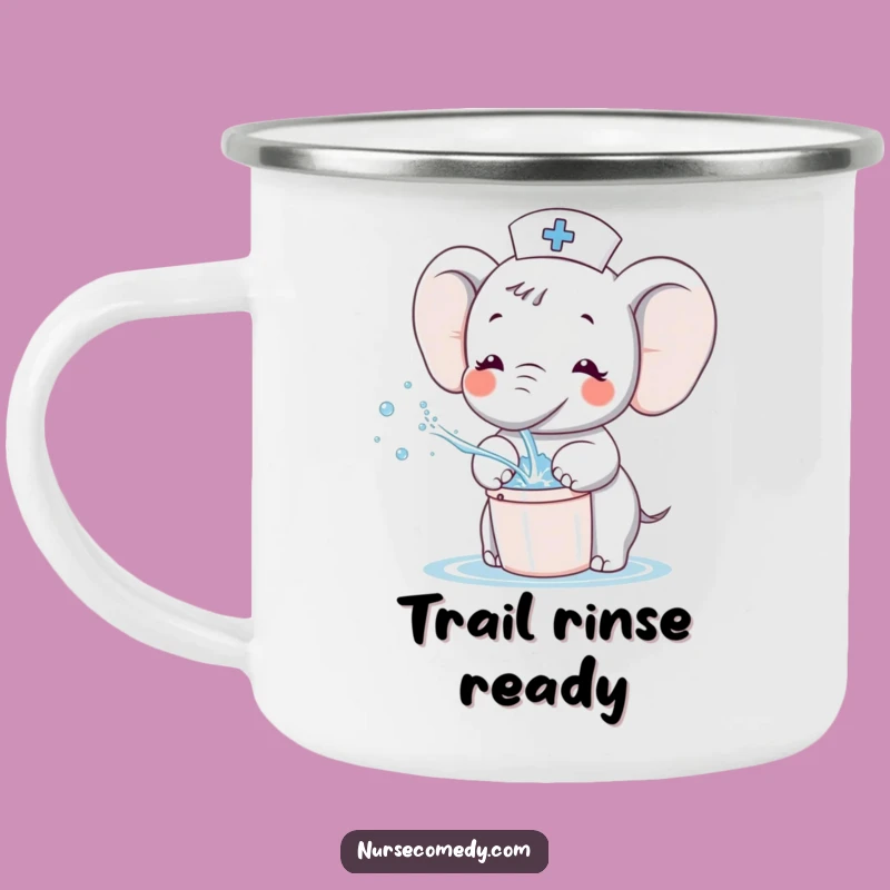 Funny Kawaii Elephant Nurse Camping Mug - Cute Cartoon Splashing Character Outdoor Gift