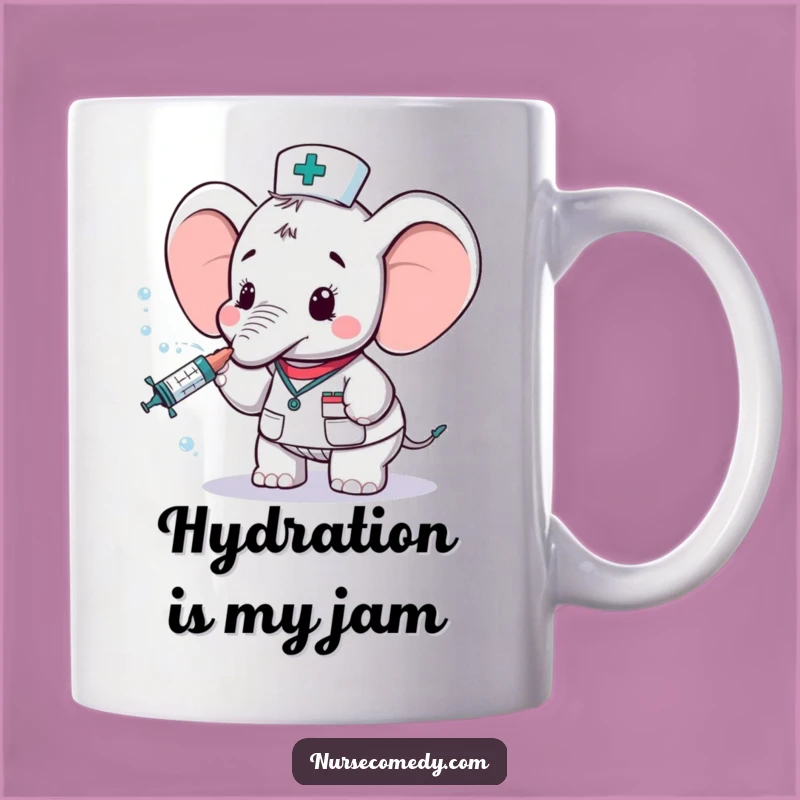 Funny Elephant Nurse Mug: Adorable Cartoon Character Spritzing Water, Perfect Gift for Nurses