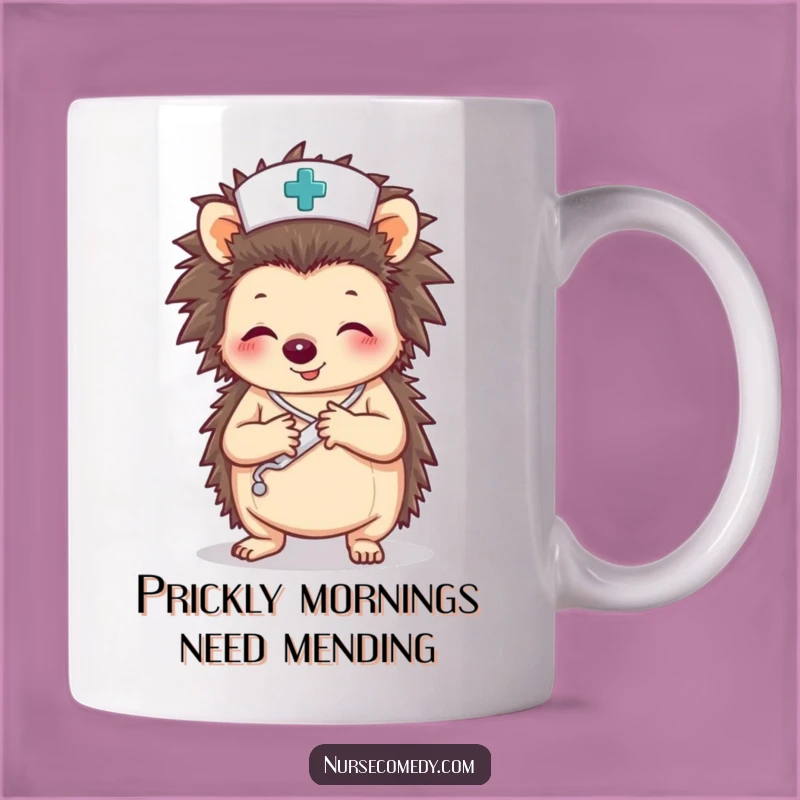 Funny Hedgehog Nurse Mug: Adorable Prickly Pal for Caring Healthcare Heroes