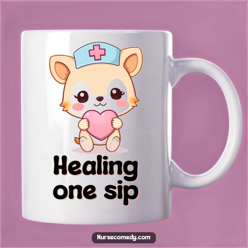 Funny Nurse Animal Mug: Caring Character with Heart Bandage, Perfect Gift!
