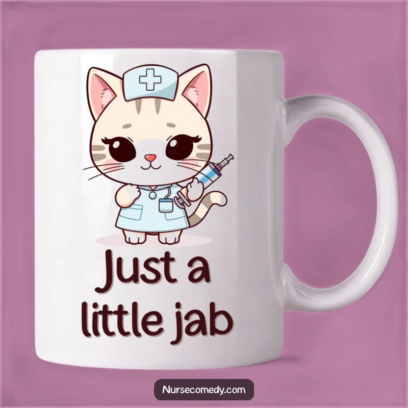 Funny Kawaii Cat Nurse Mug: Sly Syringe Offer - Purrfectly Playful Gift!