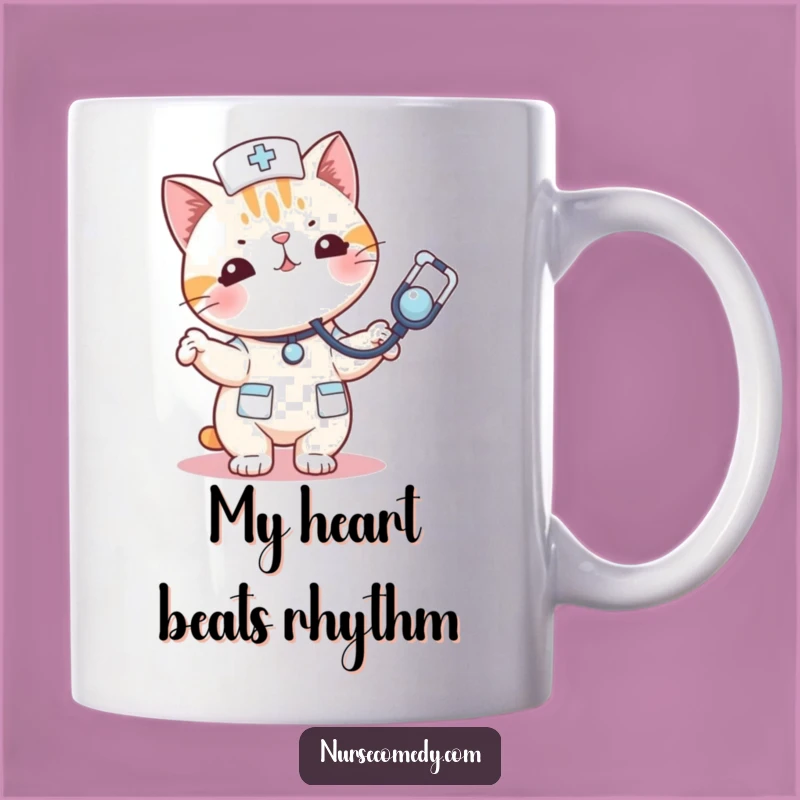 Funny Kawaii Cat Nurse Stethoscope Mug: Playful Gift for Pawsitively Fun Mornings