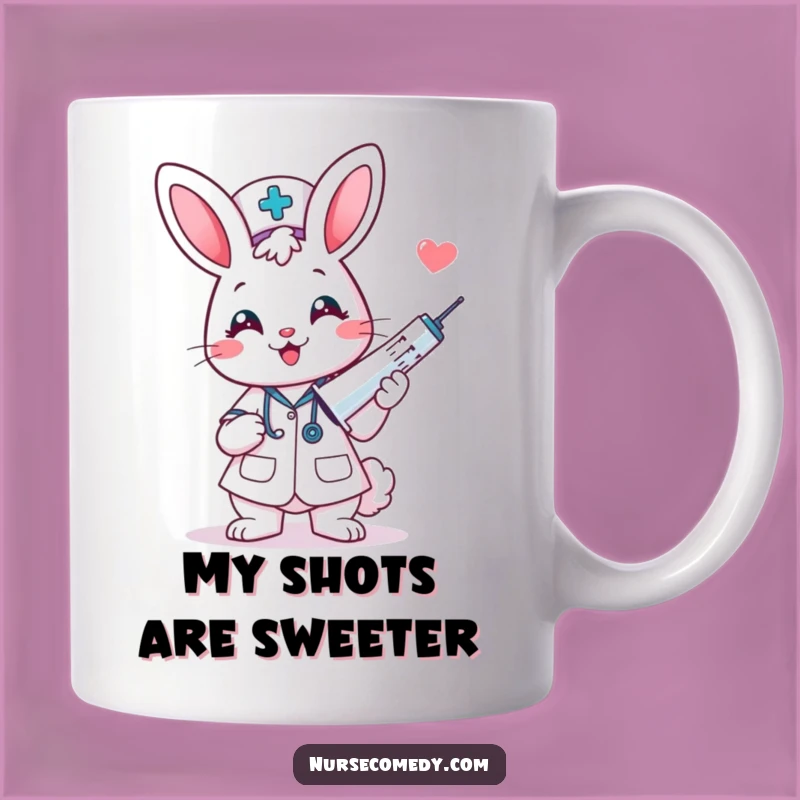 Funny Kawaii Bunny Nurse Mug - Giant Syringe Humor Gift