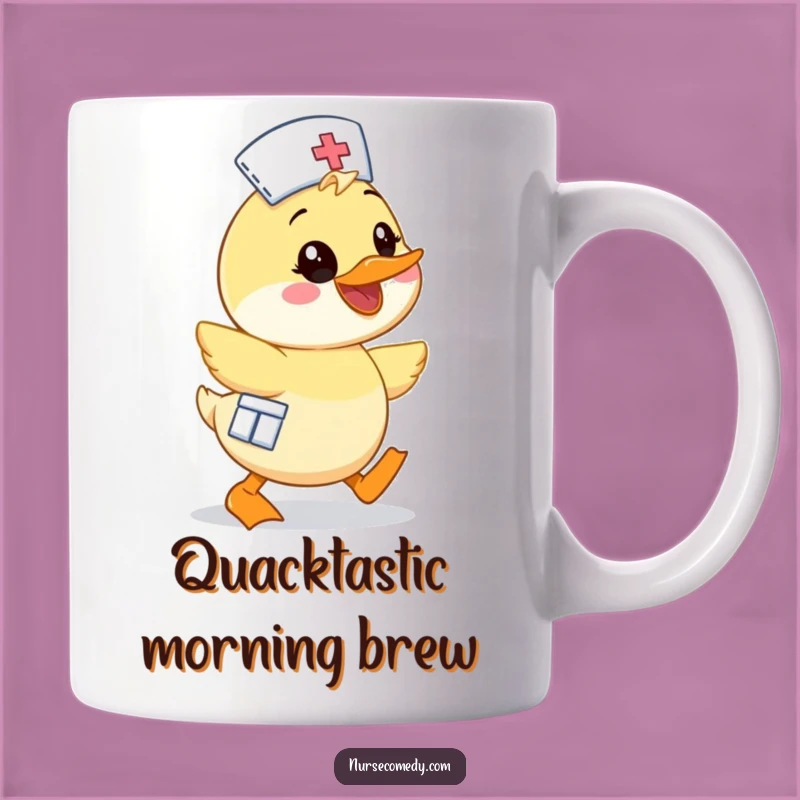 Funny Kawaii Duck Nurse Mug - Enthusiastic Cartoon Character Cute Gift for Nurses