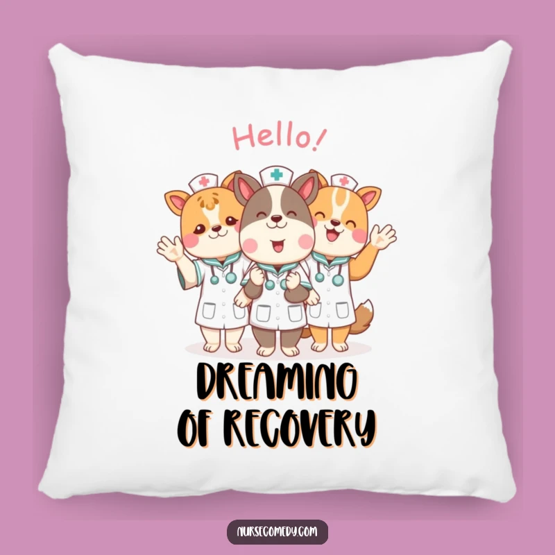 Funny Animal Nurse Pillow: Cozy Comfort with Cheerful Hellos, Cute Decor