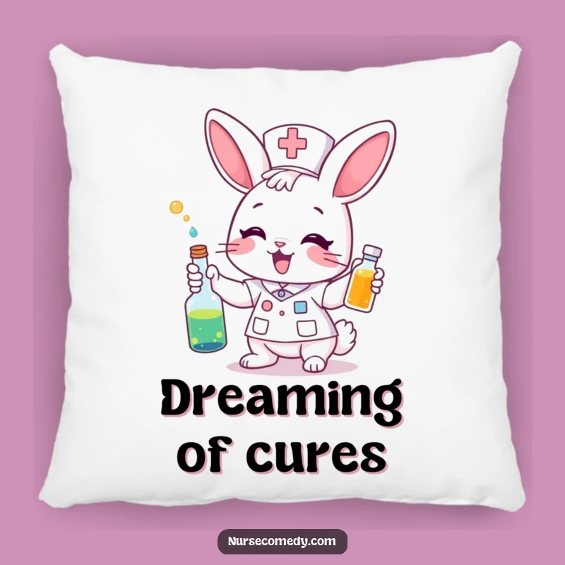 Funny Bunny Nurse Pillow - Cozy Potion Comfort, Sweet Gift!