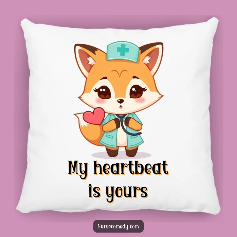 Funny Fox Nurse Pillow: Curious Heartbeat Comfort, Cozy Doctor Gift