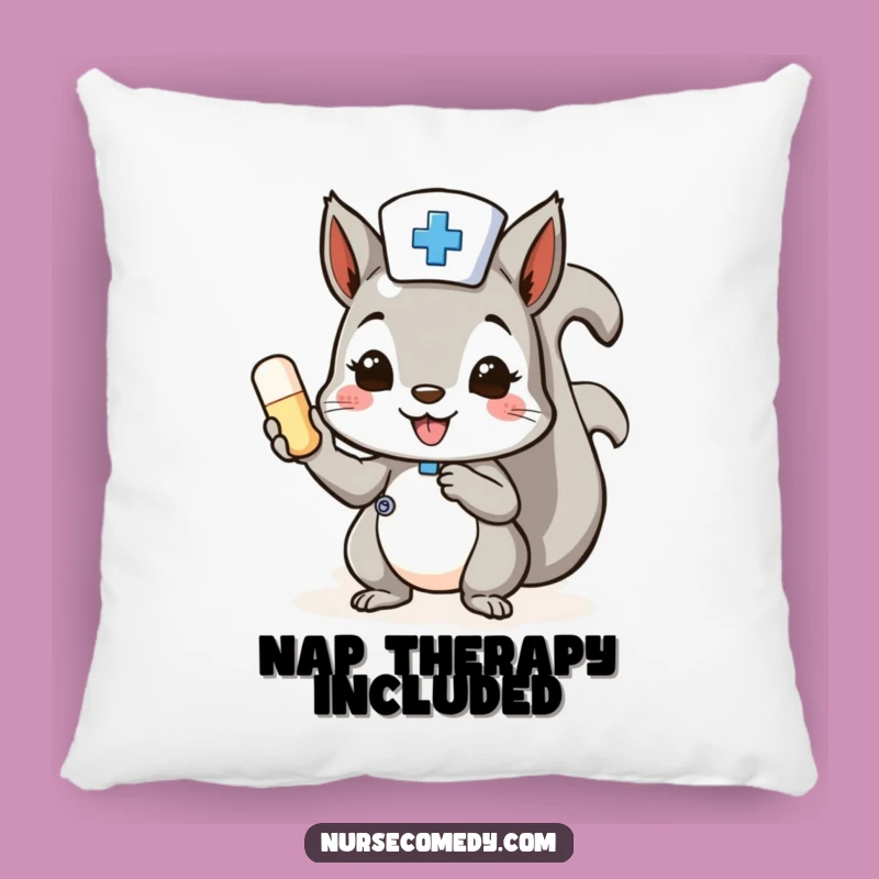 Funny Squirrel Nurse Pillow: Cheerful Pill Comfort, Cozy Doctor Gift