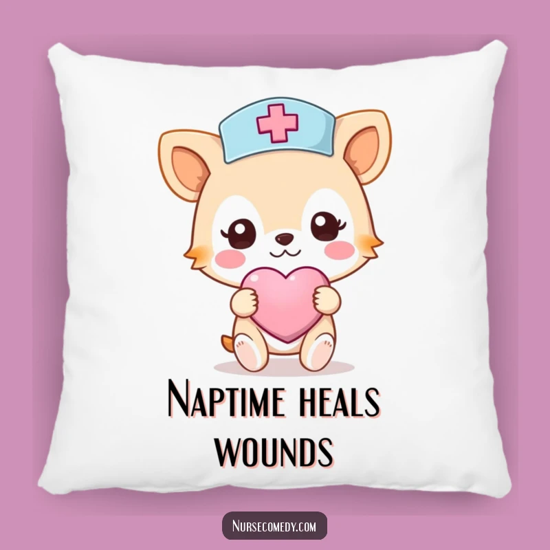 Soft Funny Nurse Animal Pillow: Caring Character, Heart Bandage Comfort, Cozy Gift!
