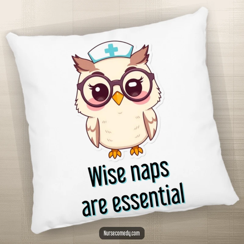 Funny Kawaii Owl Nurse PillowPeering Through Oversized Spectacles with a Smile, Soft and Humorous Decor, Funny Gift