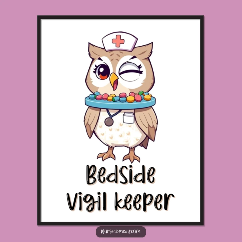 Funny Winking Owl Nurse Digital Art: Instant Humor Download, A Perfect Gift