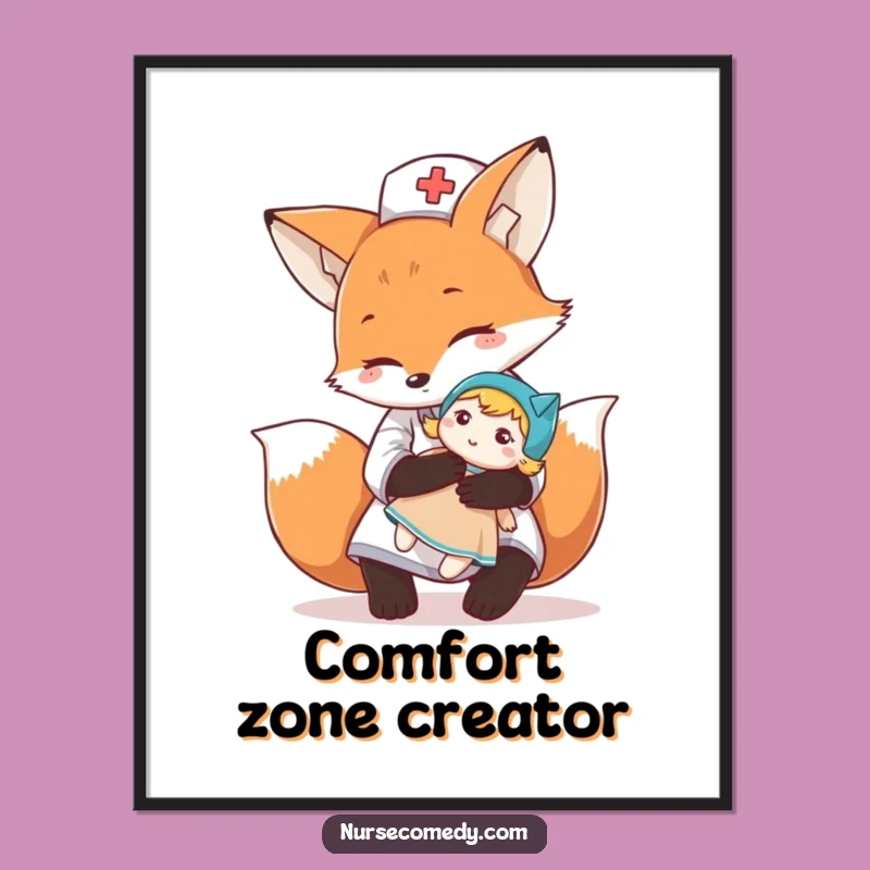 Funny Fox Nurse Digital Art: Instant Comforting Hug Decor