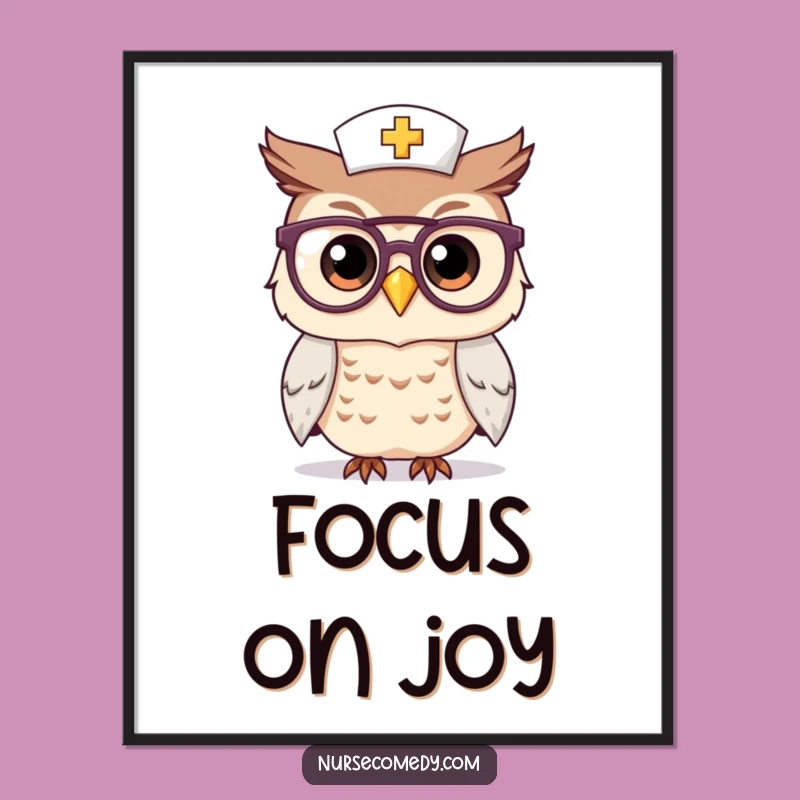 Funny Kawaii Owl Nurse Digital Art Print: Instant Download Wise and Whimsical Wall Decor