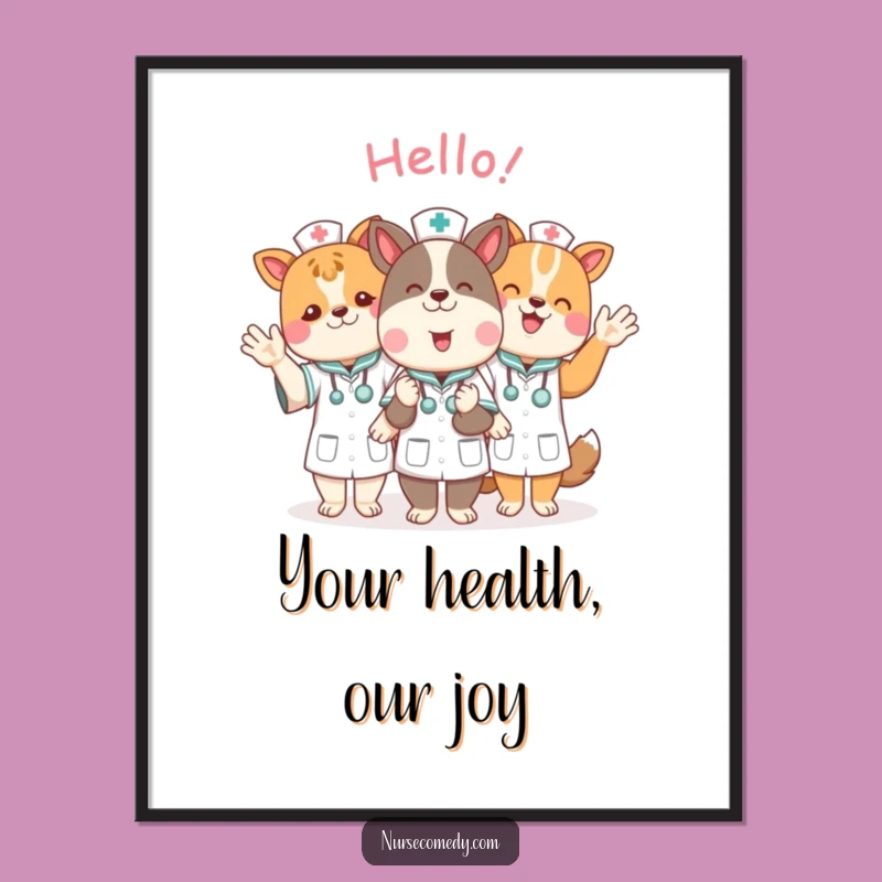 Funny Animal Nurse Digital Art: Cheerful Hellos to Decorate Your Space Instantly