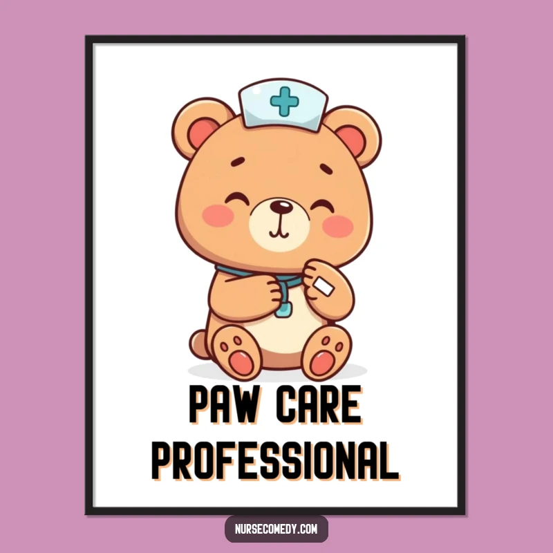 Funny Bear Nurse Digital Art - Instant Gentle Decor Download