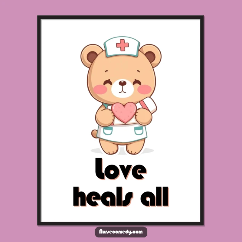 Funny Bear Nurse Digital Art - Instant Heartwarming Decor, Gift!