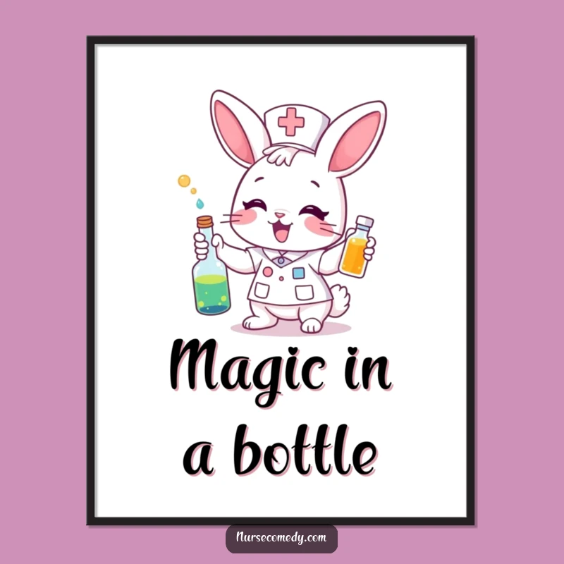 Funny Bunny Nurse Digital Art - Instant Vibrant Decor, Gift!