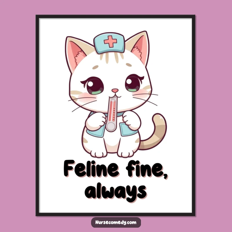Funny Cat Nurse Digital Art: Instant Download for Curious Decor