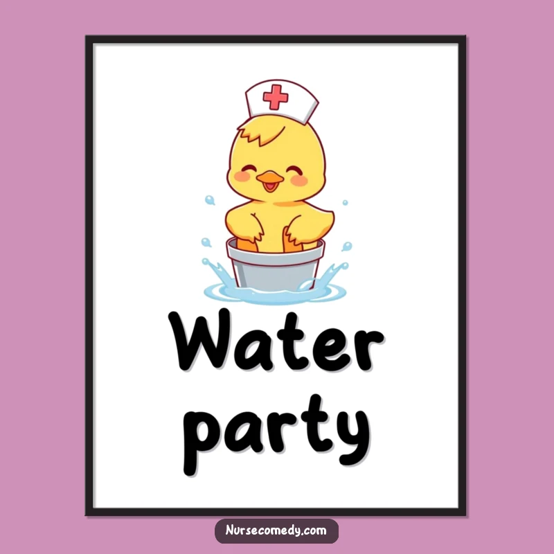 Funny Duck Nurse Digital Print: Happy Splash Art, Doctor Gift