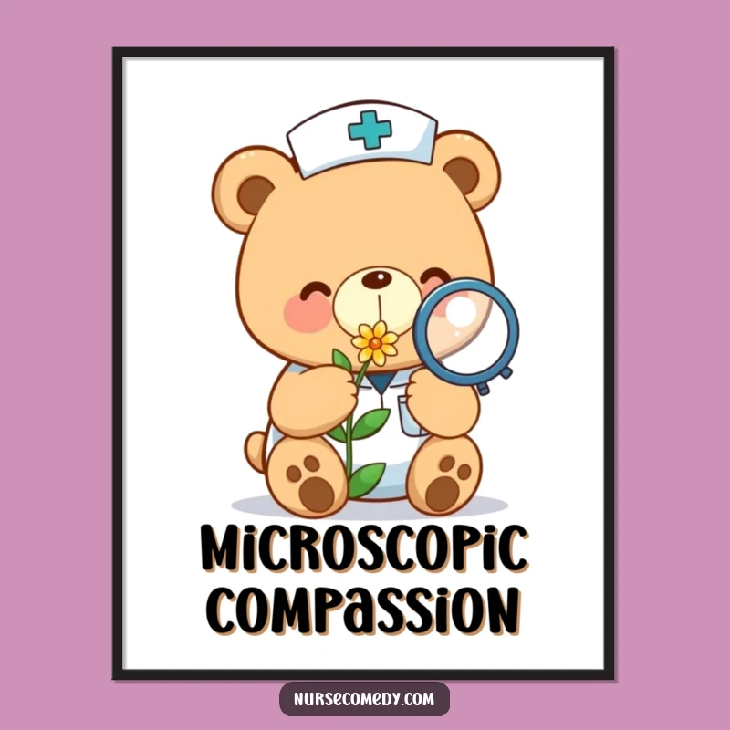 Funny Kawaii Bear Nurse Flower Digital Art: Instant Cuteness for Your Walls