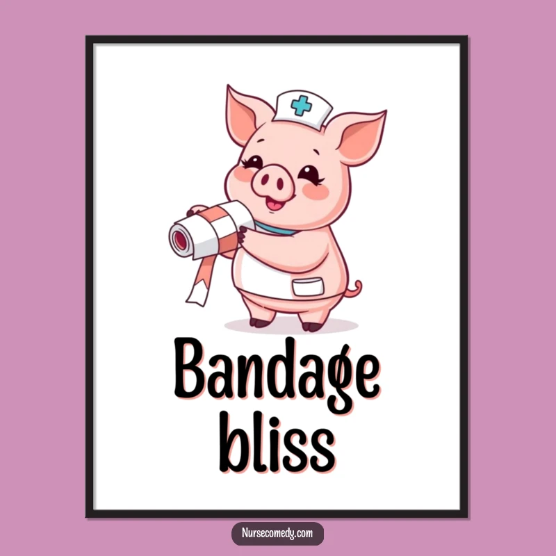 Funny Pig Nurse Digital Print: Glee Bandage Art, Doctor Gift