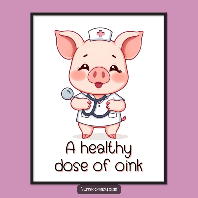 Funny Piglet Nurse Digital Print - Cheerful Wall Art