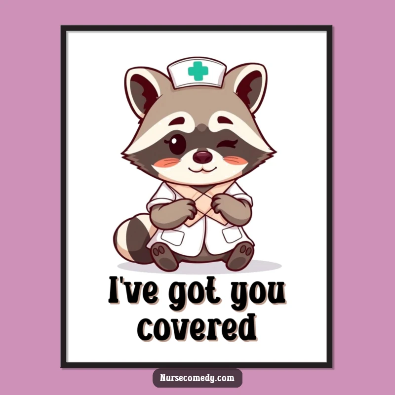 Funny Raccoon Nurse Digital Art: Instant Expert Skill Decor