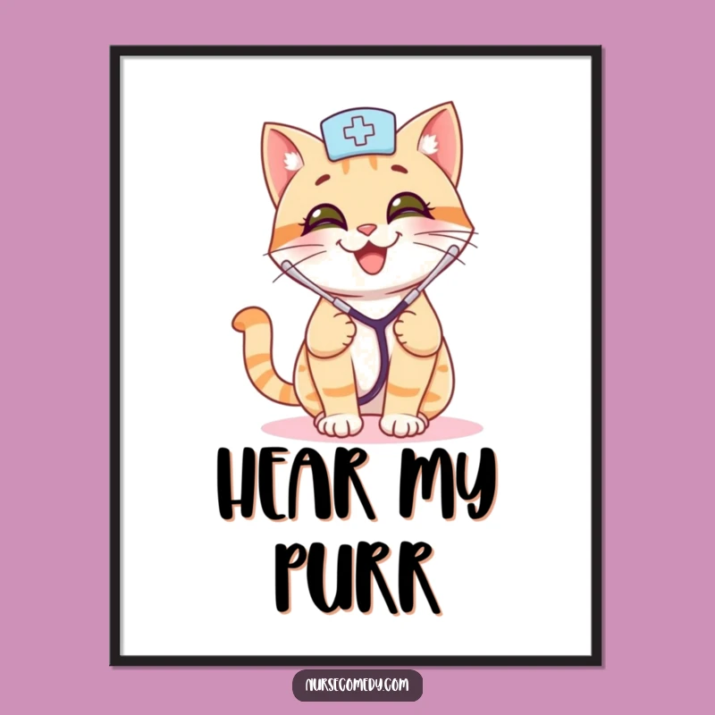 Funny Cat Nurse Digital Art: Instant Playful Kitty Download