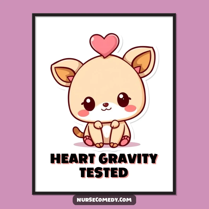 Instant Funny Kawaii Animal Art: Playful Heart Balance, Downloadable Funny Gift Decor