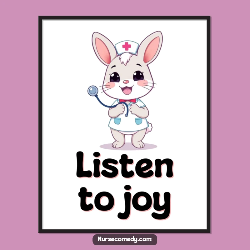 Funny Kawaii Bunny Nurse Digital Art: Merry Bounce - Instant Cheer!