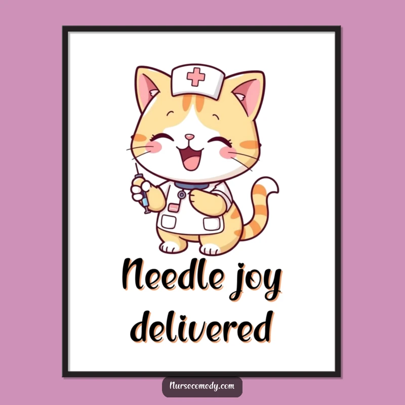 Funny Cat Nurse Digital Art - Instant Cheerful Decor Download