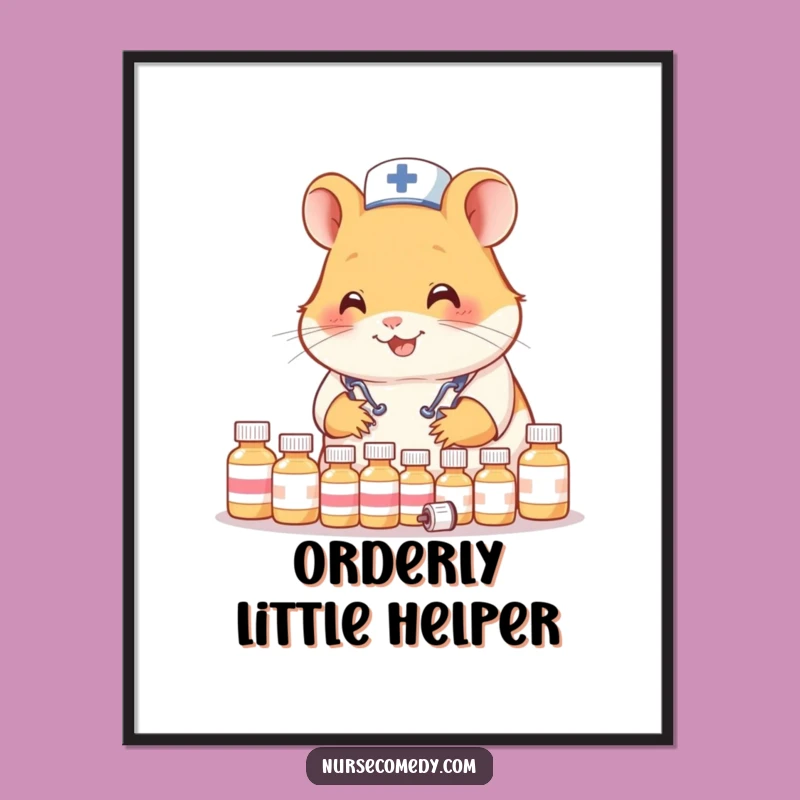 Funny Hamster Nurse Digital Art: Instant Download Organized Print!