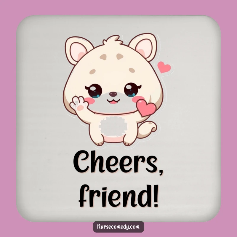 Charming Funny Kawaii Animal Coaster: Heart Wave Decor, Cute Funny Gift Set